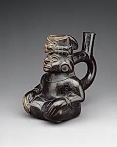 Seated Figure Bottle by Moche artist(s)