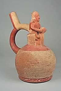 Stirrup Spout Bottle with Couple by Unknown Artist