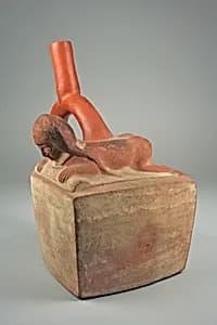 Stirrup Spout Bottle with Female by Unknown Artist