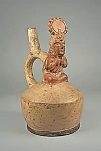Stirrup spout bottle with figure by Unknown Artist