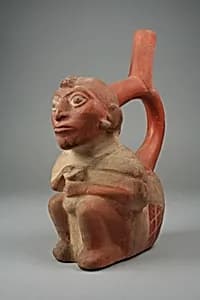 Stirrup Spout Bottle with Figure by Unknown Artist