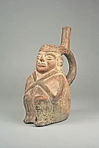 Stirrup Spout Bottle with Figure by Unknown Artist