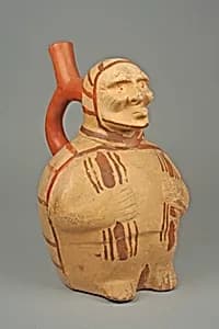 Stirrup Spout Bottle with Figure by Unknown Artist