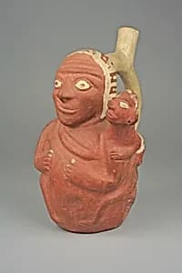 Stirrup Spout Bottle with Figure by Unknown Artist