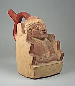 Stirrup Spout Bottle with Figure by Unknown Artist