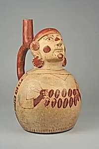 Stirrup Spout Bottle with Figure by Unknown Artist