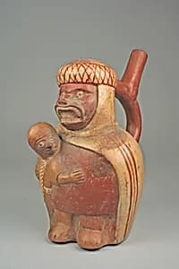 Stirrup Spout Bottle with Figures by Unknown Artist