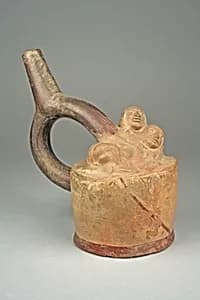 Stirrup Spout Bottle with Figures by Unknown Artist