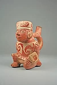 Stirrup Spout Bottle with Warrior by Unknown Artist