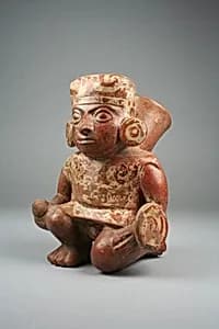Stirrup Spout Bottle with Warrior by Unknown Artist