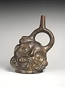 Tuber-inspired stirrup-spout bottle by Moche artist(s)