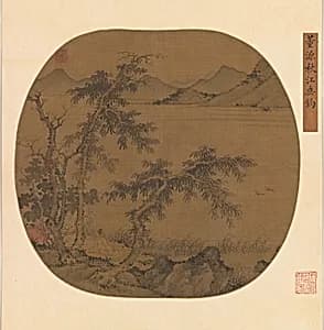 元 盛著 秋江垂釣圖 團扇|Angling in the Autumn River by Sheng Zhu
