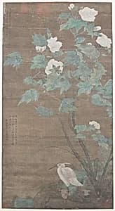Hibiscus and Egret by Jiang Tingxi