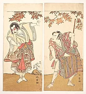 The Actors Ichimura Uzaemon and Arashi Sangorō by Katsukawa Shunshō　勝川春章