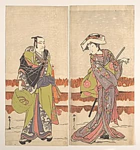 Ichikawa Danjuro Fifth as a Komuso Holding a Basket-Hat in His Right Hand by Katsukawa Shunshō　勝川春章