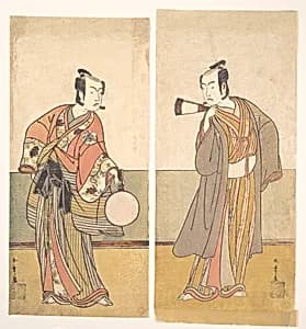 The Actors the Fourth Matsumoto Koshiro and the Arashi Sangoro by Katsukawa Shunshō　勝川春章