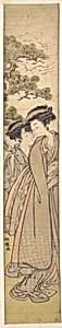 A Girl Brings a Love Letter to Another Girl Under a Pine-Tree by Isoda Koryūsai