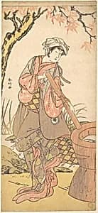 Iwai Kiyotaro in a Shosa Act, Holding a Kine (Pestle) by Katsukawa Shunkō