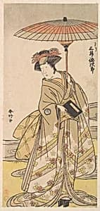 Mimasu Tokujuro as a Woman Standing Near a Winding Stream by Katsukawa Shunkō