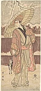 The Fourth Matsumoto Koshiro as a Man Walking under an Umbrella by Katsukawa Shun'ei 勝川春英