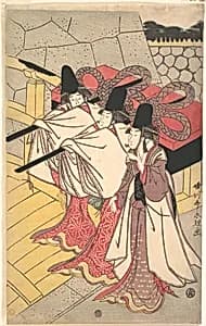 Prince Genji Returning to His Palace where His Wife Awaits Him by Rekisentei Eiri