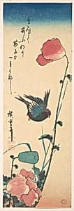Poppy and Sparrow by Utagawa Hiroshige