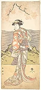 The Fourth Iwai Hanshiro as a Woman Standing Beneath a Cherry Tree by Katsukawa Shun'ei 勝川春英