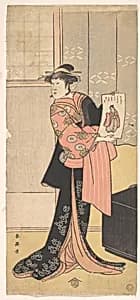 The Third Segawa Kikunojo as a Woman Standing in a Room by Katsukawa Shun'ei 勝川春英