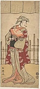 The Third Segawa Kikunojo as a Woman Standing, Holding a Fan by Katsukawa Shun'ei 勝川春英