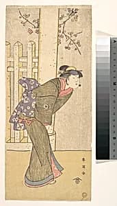 The Fourth Iwai Hanshiro as a Woman Standing under a Torii by Katsukawa Shun'ei 勝川春英