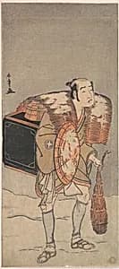Otani Tomoemon (?) as a Peddler Trudging Through the Snow by Katsukawa Shunshō　勝川春章