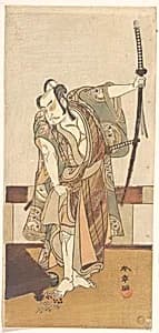 The Third Otani Hiroji as a Samurai of High Rank Standing in a Room by Katsukawa Shunshō　勝川春章