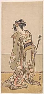 The Third Segawa Kikunojo as a Woman Walking Toward the Right by Katsukawa Shunshō　勝川春章