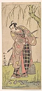 The First Nakamura Nakazo as a Samurai Standing Near a Willow Tree by Katsukawa Shunshō　勝川春章