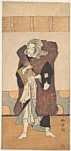 The Fifth Ichikawa Danjuro as an Old Man with Long Gray Hair by Katsukawa Shunshō　勝川春章
