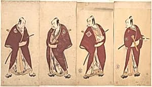 Four of the Five Actors Who Performed the Shosa "Gonen Otoko" by Katsukawa Shunshō　勝川春章