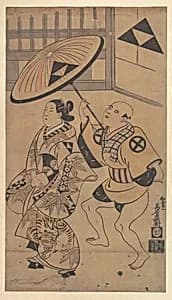 The Actor Ikushima Daikichi as an Oiran on Parade in the Streets of the Yoshiwara by Torii Kiyonobu I
