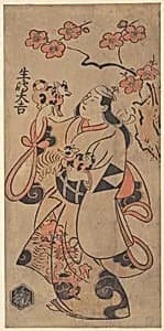 The Actor Ikushima Daikichi as a Woman Standing under an Ume Tree by Torii Kiyonobu I