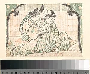 A Young Man Seated between Two Women by Okumura Masanobu