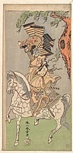 Ichikawa Danjuro V as a Warrior Mounted on a Dapple Gray Horse by Katsukawa Shunshō　勝川春章