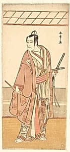 The Actor Ichikawa Danjuro V as a Samurai Attired in a Purple Haori (Coat) by Katsukawa Shunshō　勝川春章