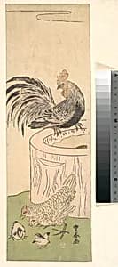 Cock, Hen, and Chickens by Utagawa Toyoharu