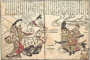 The Lady Ayame Being Brought to Minamoto no Yorimasa by Hishikawa Moronobu 菱川師宣