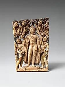Panel from a Portable Shrine: The Descent of the Buddha from Trayastrimsha Heaven by Unknown Artist