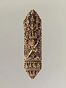 Plaque from a Tantric Ritual Apron (Chakrasamvara and Vajravarahi at Center) by Unknown Artist