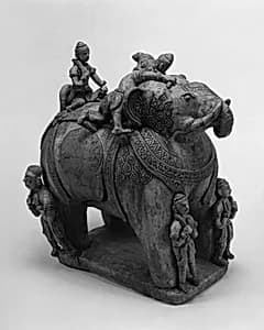 Elephant with Three Riders and Two attendants by Unknown Artist