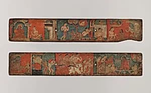 Pair of Manuscript Covers Illustrating Sadaprarudita’s Self-Sacrifice by Unknown Artist