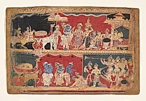 Krishna Is Welcomed into Mathura: Page from a Dispersed Bhagavata Purana Manuscript by Unknown Artist