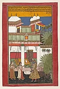 Krishna and Radha, Page from a Dispersed Rasikapriya (Verses Celebrating Aspects of Love) by Unknown Artist