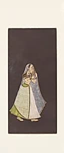 A Lady Walking at Night Holding an Oil Lamp by Unknown Artist